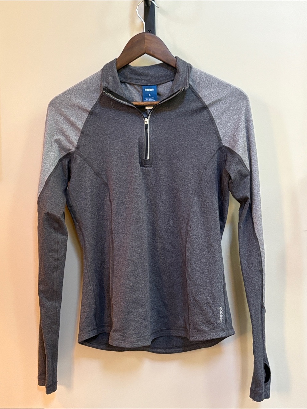 Reebok Gray Two-Tone Half-Zip Performance Top